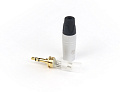 AuraSonics J235 кабельный разъем Jack 3.5 мм TRS (стерео) штекер, для кабеля диаметром менее 6.5 мм, цвет серый, до 50 В