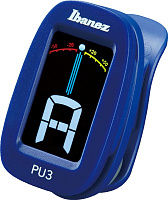 IBANEZ PU3-BL CLIP TUNER гитарный хроматический тюнер-клипса, модель синего цвета. LCD-дисплей с цветной индикацией правильности настройки