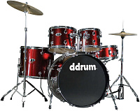 Ddrum D2 BR ударная установка (2 коробки): 5 барабанов, 2 тарелки, стойки, педаль, палочки,цвет-красный
