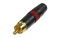 Neutrik NYS373-2 красная маркировочная полоса, кабельный разъем RCA корпус черный хром, золоченые контакты