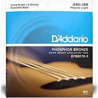 D'ADDARIO EPBB170-5 Soft 45-130 Струны для 5-струнной акустической бас гитары