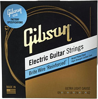 GIBSON SEG-BWR9 BRITE WIRE REINFORCED ELECTIC GUITAR STRINGS, ULTRA LIGHT GAUGE струны для электрогитары, .009-.042