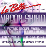 LA BELLA VSE942  струны для электрогитары, (009-011-016-024-032-042), сталь с круглой никелированной обмоткой