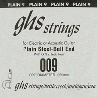 GHS 009  струна для акустической и электрогитары, сталь, размер 0,009