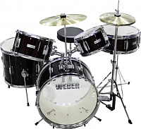 Weber BunnyKit BK ударная установка, 5 барабанов, стул, педаль и тарелки в комплекте, цвет черный