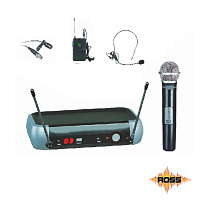 Ross UHF104KIT Вокальная радиосистема UHF с  ручным   передатчиком, поясным передатчиком, головной гарнитурой и петличным микрофоном 
