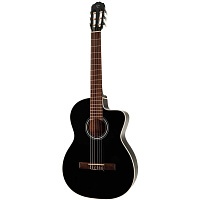 Takamine GC2CE BLK классическая электроакустическая гитара, цвет чёрный, материал верхней деки ель, материал корпуса сапеле
