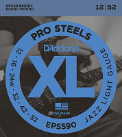 D'ADDARIO EPS590 струны для электро гит. ProSteel, сталь, Jazz Light 12-52