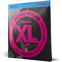 D'ADDARIO EXL170M струны для 4-струнной бас-гитары, никель, Soft, 45-100, Medium Scale